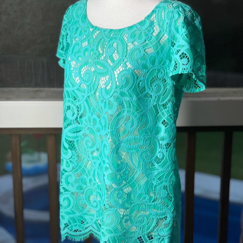 Lilly Pulitzer Sea Foam Green Eyelet Lace Top
